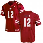 Men's Wisconsin Badgers NCAA #12 Titus Toler Red Authentic Under Armour Stitched College Football Jersey YB31P61OW